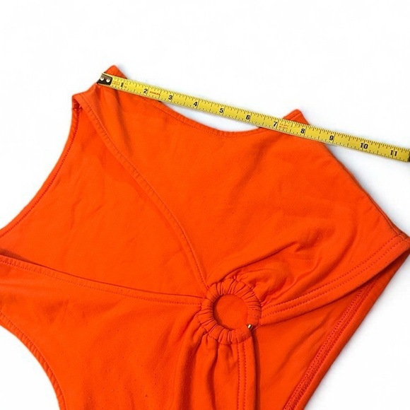 Women’s Orange Ring Gathered Crop Top V-Neck Sleeveless Small - Picture 7 of 9